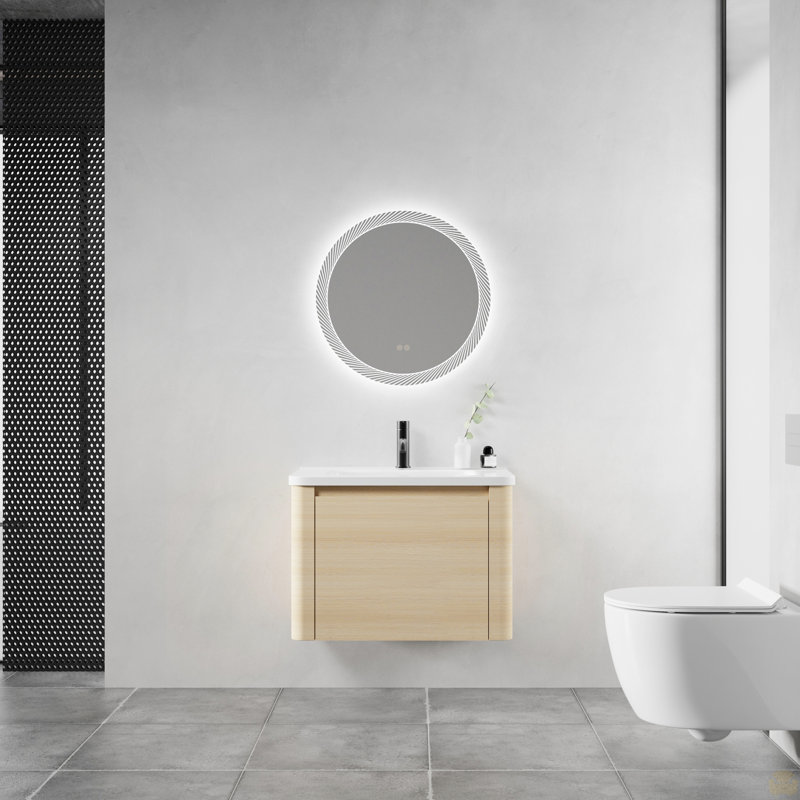 Meuble-lavabo mural 28 po avec lavabo en céramique blanche et porte à fermeture en douceur, emballage KD, contreplaqué, 28"