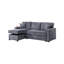 Canapé modulaire en velours côtelé gris foncé pour espace de vie avec méridienne réversible, rangement et lit escamotable-782784188