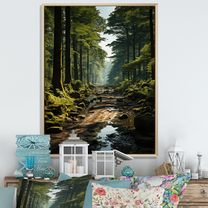 «Forest Enchanted Woods Earthy», impressions sur toile, H 44 po x l 34 po x P 1,5 po, Cadre naturel flottant