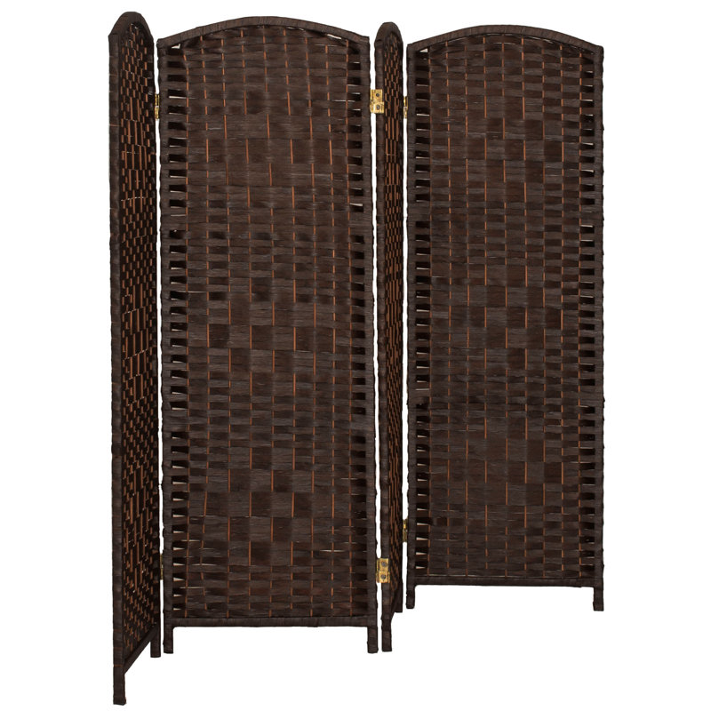 Short Diamond Weave Folding Screen, 4, 3 ft, Dark Mocha