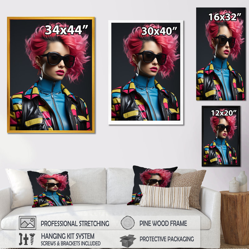 Avant-garde glamour et pop art avec Mohawk III, Cadre flottant noir, H 20 po x l 12 po x P 1 po