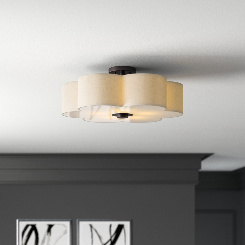 Swarthout 5 - Light Semi Flush Mount, English Bronze, Fabric, 11.25" H x 28" W x 28'' D