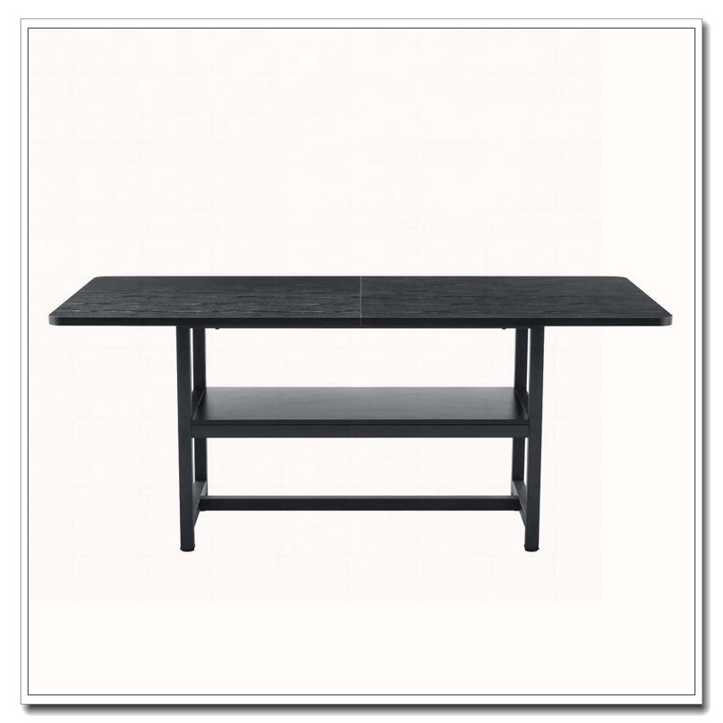 71"Long Dining Table With Shelf Storage, Black