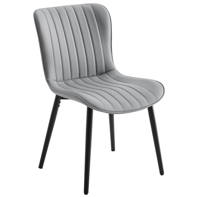 Modern Dining Chairs, Leather Dining Side Chairs With Sturdy Metal Frame & Non-Slip Feet For Kitchen, Restaurant, Gray, 6