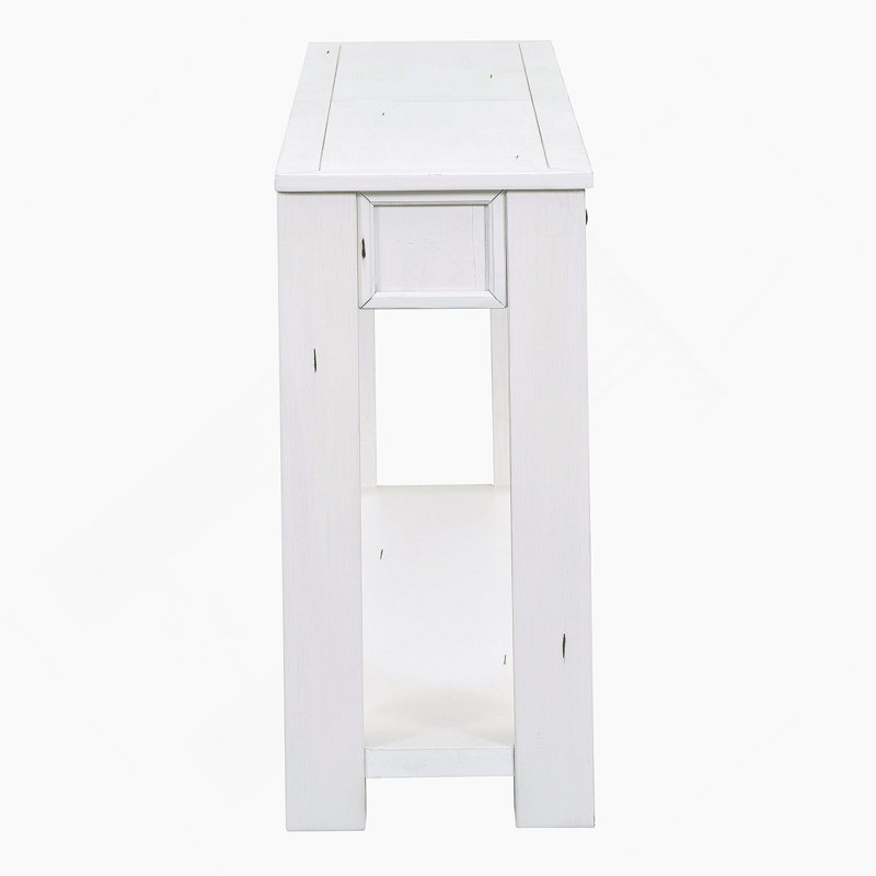 Console / canapé avec tiroirs de rangement et tablette inférieure pour le vestibule, le couloir et le salon (blanc antique)