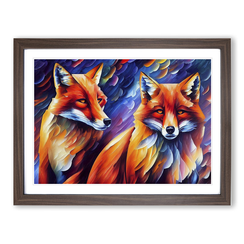 Fox Vol.6 Abstract - Single Picture Frame Painting, 46cm H x 64cm W x 2cm D, Walnut Framed