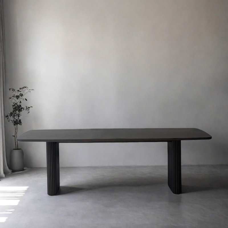 Minimalist solid wood dining table, Black, 29.52"H x 78.74"L x 35.43"W