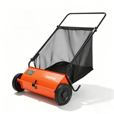 Balayeuse à gazon manuelle de 53 cm avec sac de 170 litres – Hauteur de brosse réglable, châssis en acier au carbone – Ramasseur silencieux de feuilles et d'herbe pour cour, allée et terrasse