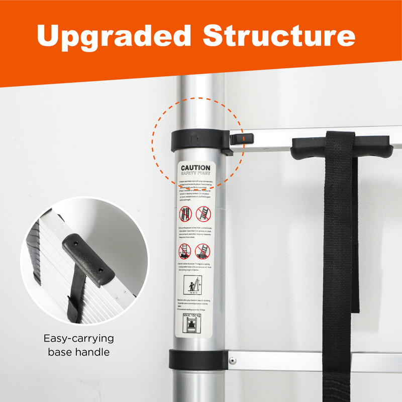 Échelle télescopique 8,5 pi, échelle télescopique, échelle pliante en alliage d'aluminium portable multi-usages pour le travail intérieur et extérieur, charge robuste de 300 lb
