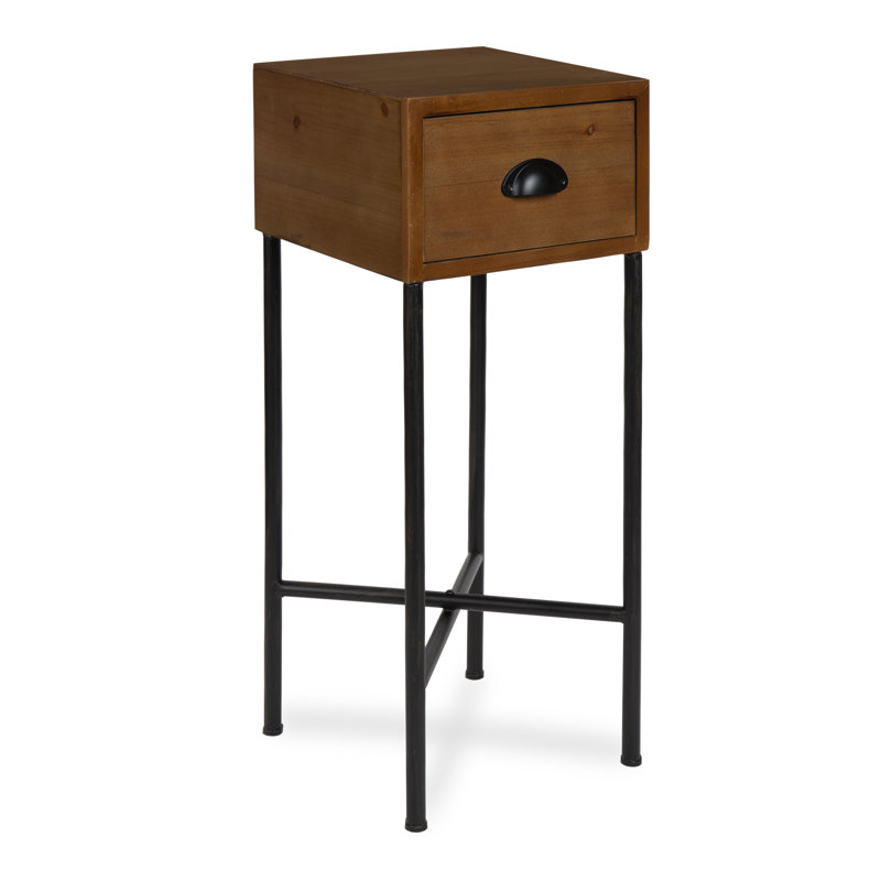 Hassen Solid Wood End Table with Storage, Brown