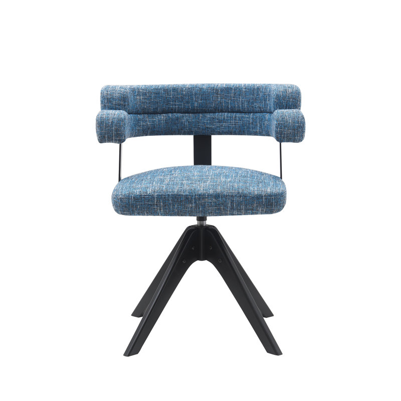 Chaise pivotante rembourrée en tissu Mira, Bleu, 1