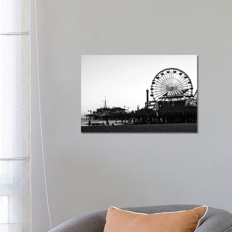 Black California Series - Santa Monica Pacific Park 1 Piece Wrapped Canvas Wall Art, 66.04 cm H x 45.72 cm W x 3.175 cm D