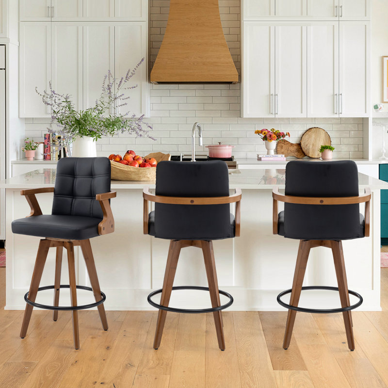 Eastwood Swivel Bar Stool, Counter Stool (66cm Seat Height), Black
