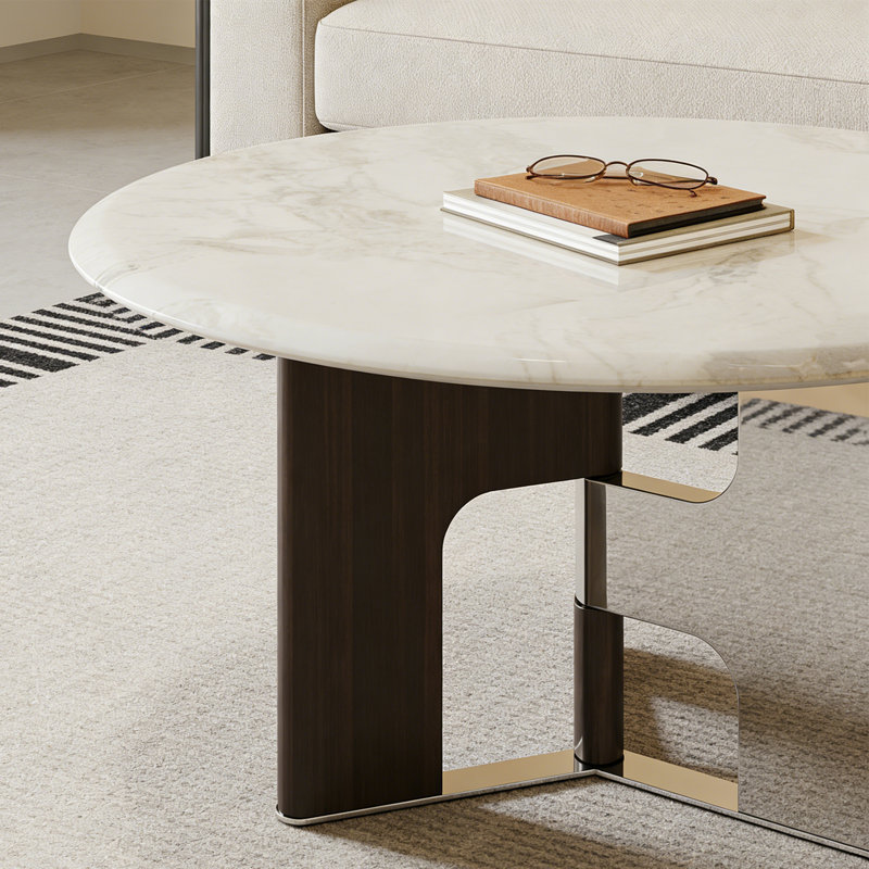 Table basse Luxury, H 15,7 po x l 31,5 po x P 31,5 po, Gris / Blanc