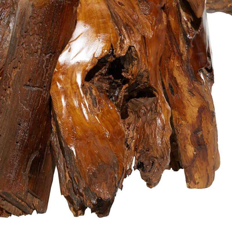 Statue de cheval en bois de teck naturel
