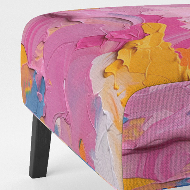 Fauteuil de chambre rembourré à motif moderne rose, rose et bleu Art liquide VI