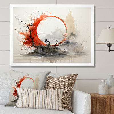 Rouge et gris, art bouddhiste Enso Lumières - art mural bouddhisme