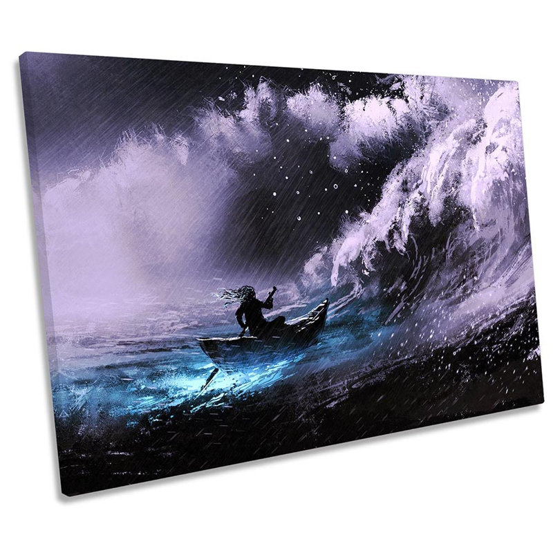 Stormy Boat Surf Seascape - Wrapped Canvas Art Prints, 30.5cm H x 45.7cm W