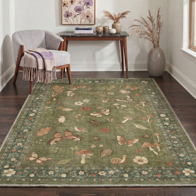 Tapis intérieur vert / beige Woodhaven