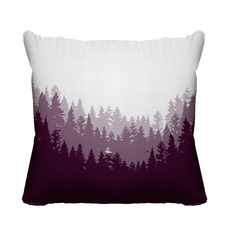 Coussin intérieur / extérieur Pine Trees Cabin, 19 po x 19 po, Mauve, Carré