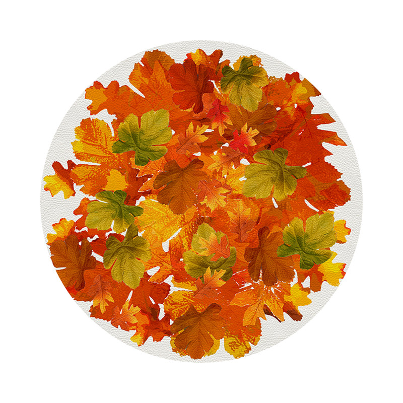Fallen Leaves Vegan Leather Round Pebble Placemat