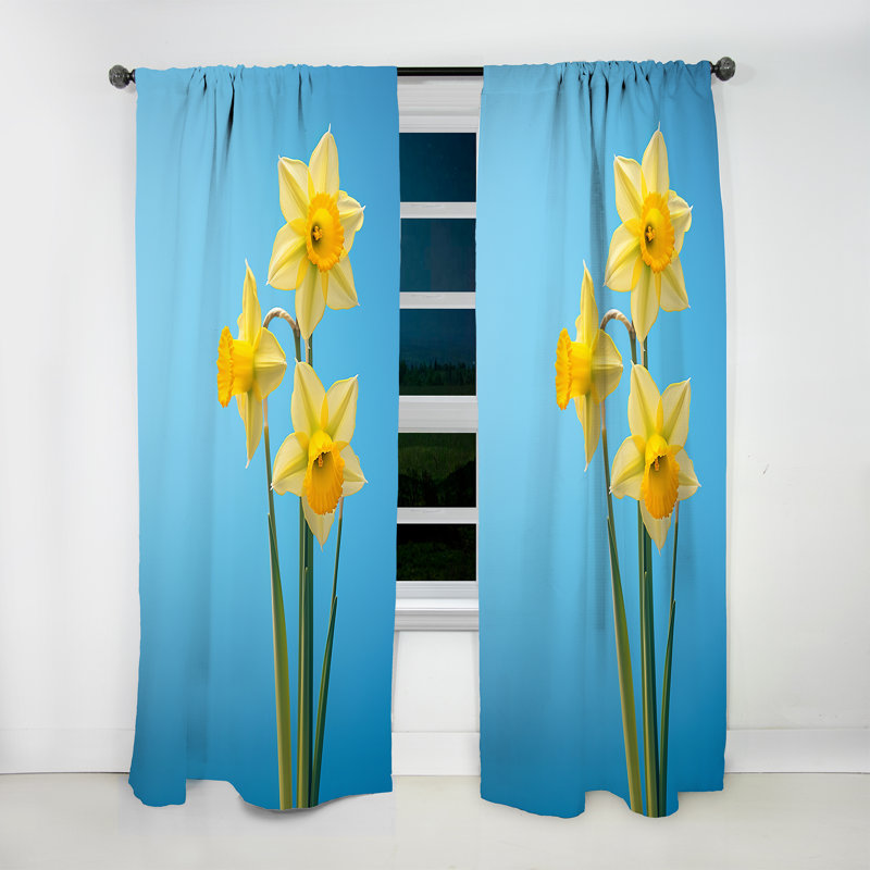 Angleton - Daffodils Curtain - Rideau floral obscurcissant - 1 panneau, L 52 po x L 120 po