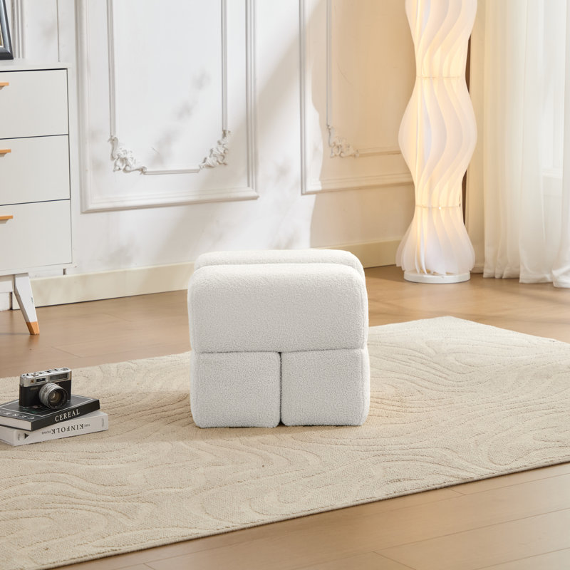 Repose-pieds en sherpa de 18,5 po Robertas, Blanc