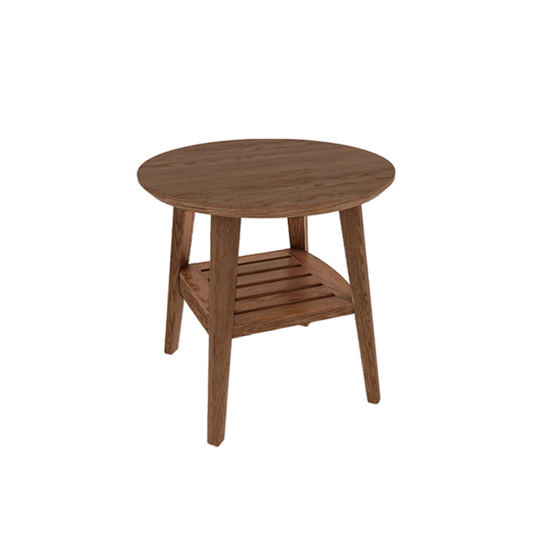 Nordic Style Minimalist Walnut-coloured Round Side Table