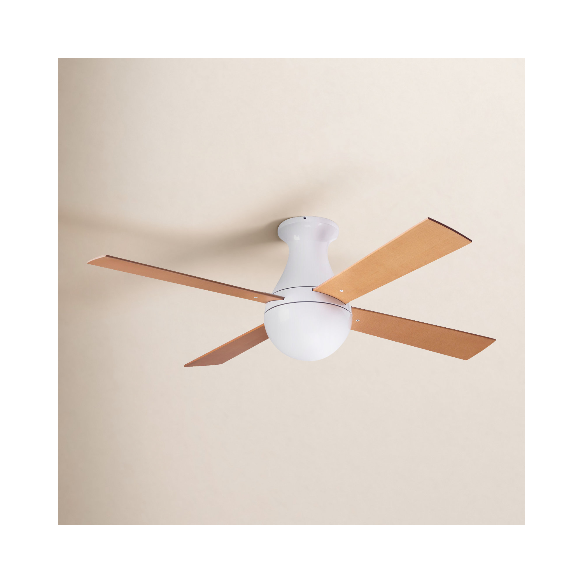 Ball 42'' 4 Blade Ceiling Fan, White, Handheld Remote Control (2-wire), Brushed Aluminum