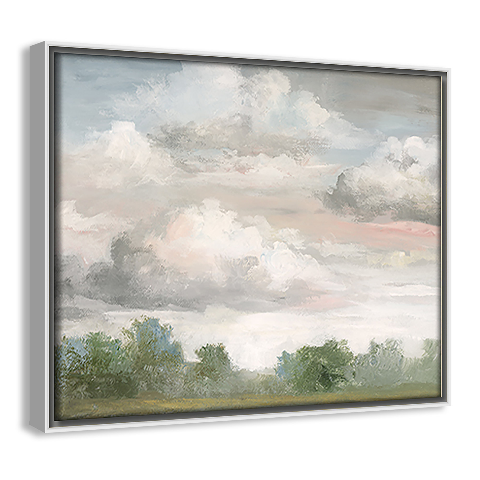 Pastel Morning Sky Framed On Canvas by Nan Print, 9.5" H x 11.5" W x 2" D, White Framed