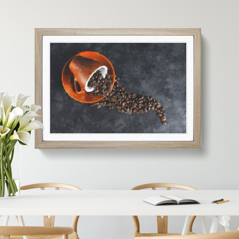 Coffee Beans Vol.2 - Picture Frame Graphic Art, Oak Framed, 36cm H x 48cm W x 2cm D