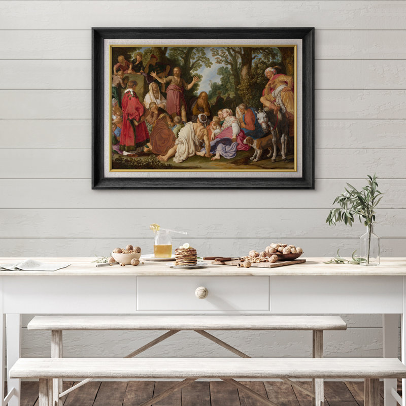«Jesus Teaching the Crowd», œuvre d'art biblique, images de salon, impression sur toile encadrée., H 26 po x l 36 po