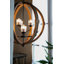 Lustre 9 lumières en bois rustique et fer avec structure ouverte