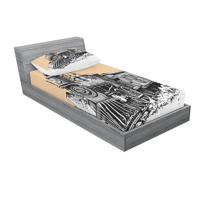 Vintage Wooden Train Rail Sheet Set -  Ambesonne, bswpil_22388_twinxl