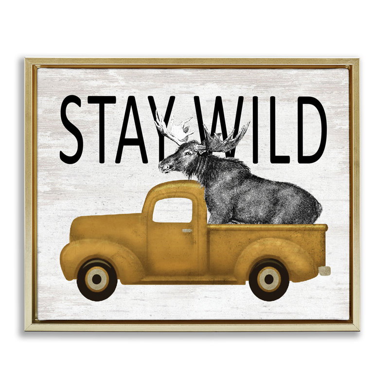 Cadre flottant Stay Wild Moose, H 17 po x l 21 po, Cadre flottant métallique doré