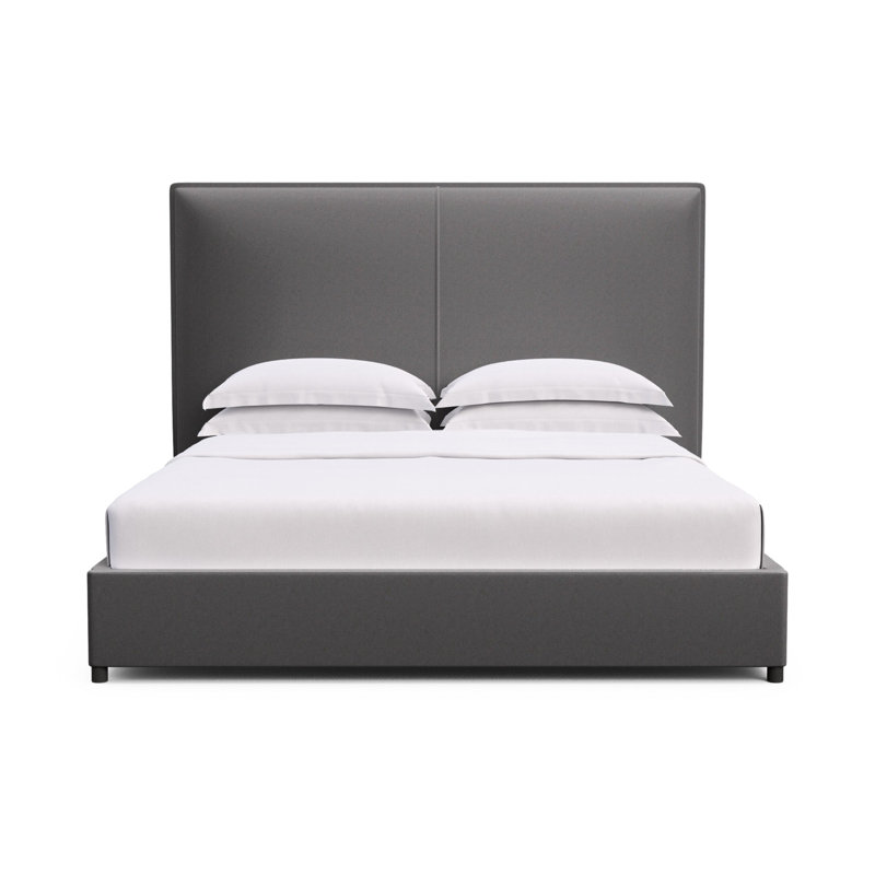 Mansfield Upholstered Bed, Queen, Plush Velvet Graphite, Weathered