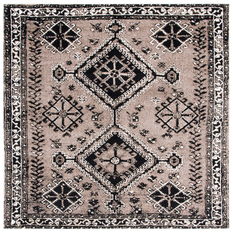 Jaclyn Southwestern Brown/Black Area Rug, Square 6'7"