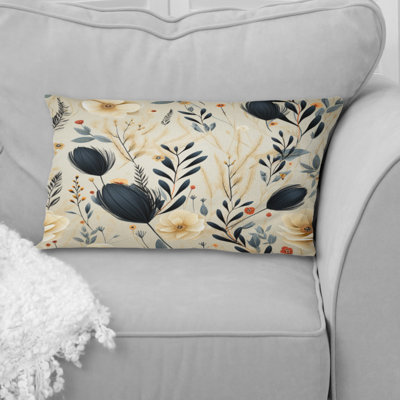 Nomadic Elegance Boho Ferns Pattern - Floral Printed Throw Pillow