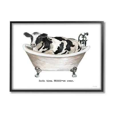 " Moo-ve Over Bath Time Cow Farmhouse Bathroom Sign "