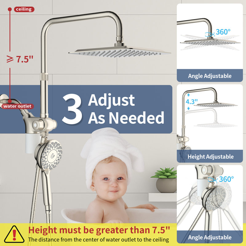 Brushed Nickel Magnetic Dual Shower Head & Handheld Combo With Filter, Brushed Nickel