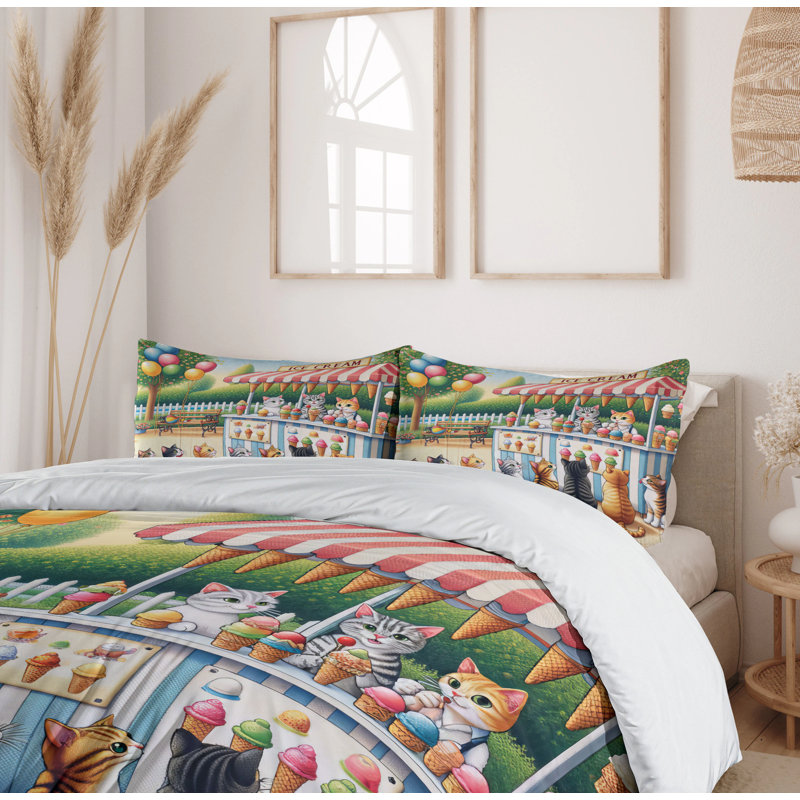 Cats Duvet Cover, Queen Duvet Cover + 2 Standard Shams