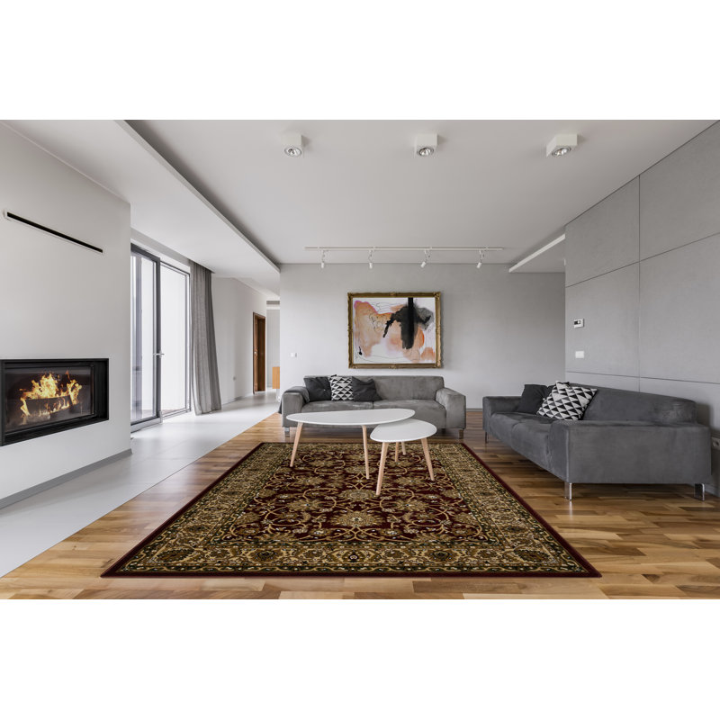 Tapis traditionnel / transitionnel rouge Batumi, Rectangle 7 pi 10 po x 10 pi