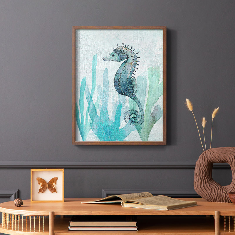 Seahorse II, reproduction encadrée - bois massif, Brun, H 10 po x l 8 po