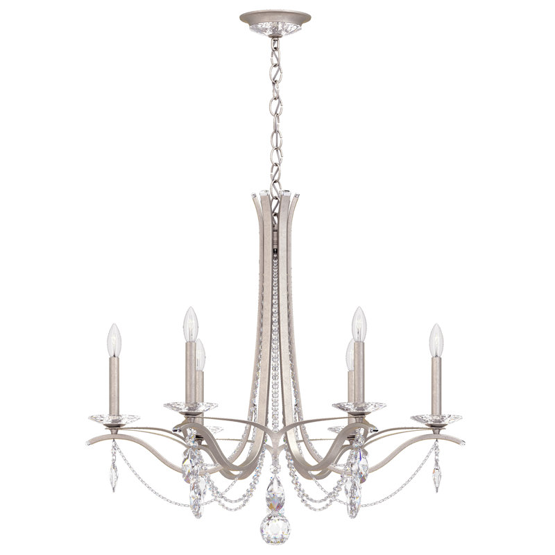 Vesca 6 - Light Chandelier, Antique Silver, Radiance Crystal
