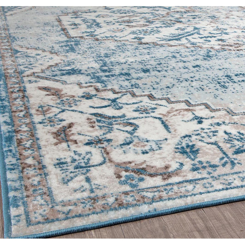 Tapis bleu poudré Freya, Rectangle 2 pi 6 po x 4 pi