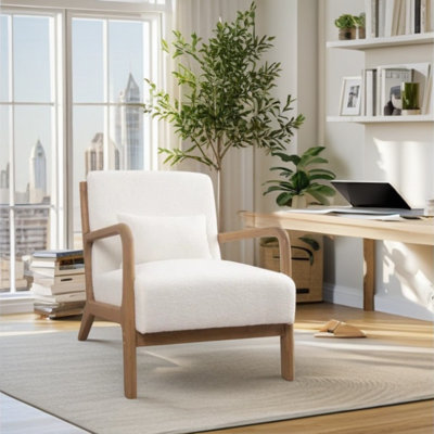 Chaise d'appoint rembourrée en bois massif Hertford de 26 po de largeur Mid Century avec coussin supplémentaire