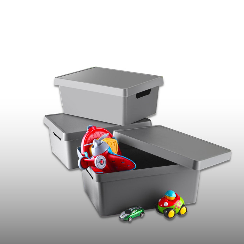 3 Pieces Storage Box Set, Anthracite