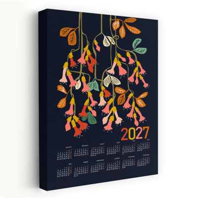 Calendrier floral suspendu 2027, art mural abstrait coloré et élégant représentant des fleurs et la nature