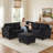 90.6In Corduroy L-Shape Sectional With Storage Ottoman-654895498