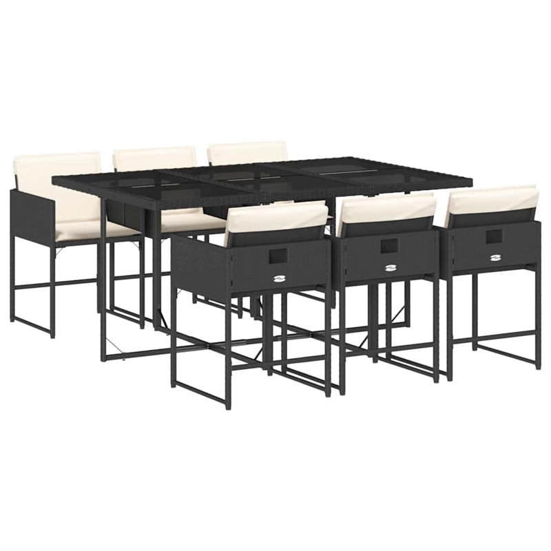 Patio Dining Set with, Cream White, Black
